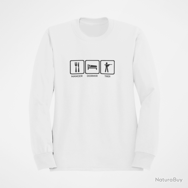 Sweat Tir Sportif Manger Dormir Tirer Blanc