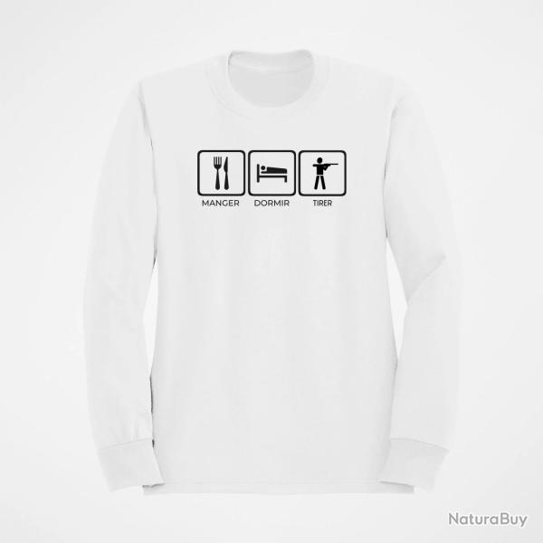 Sweat Tir Sportif Manger Dormir Tirer Blanc