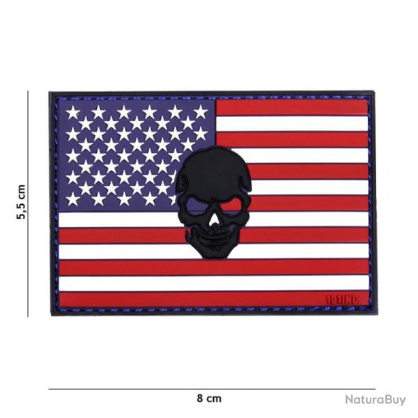Patch 3D PVC USA avec Skull (101 Inc)