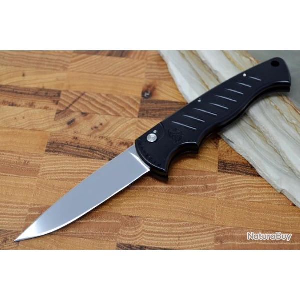 Couteau Automatique Piranha Fingerling Black Lame Acier 154Cm Manche Alum Button Clip USA PKCP2BK