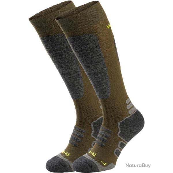 Lot de 2 paires de chaussettes de chasse et trekking (Couleur: vert, Taille: 39-41)