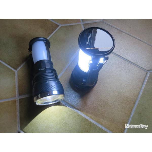 DUO de Lampe Torche Solaire & Secteur - Modle Rechargeable  Led pour Camping, Chasse ou Pche...