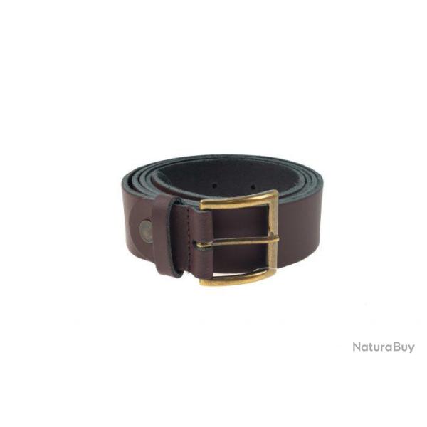 Ceinture en cuir Januel avec �cusson sanglier - Marron