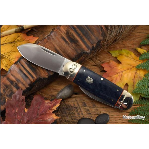 Couteau Bouledogue Canif 2 Lames Acier 440 Manche Micarta Rough Ryder Large Toenail RR2348