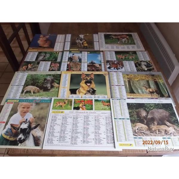 Lot de 12 anciens almanachs des postes pour collectionneur.