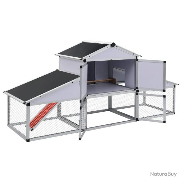 Grande cage  poules poulailler aluminium MDF avec rampes et 1 Pondoir 258 cm 02_0001677