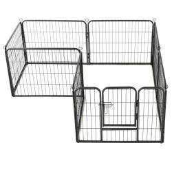 Parc pour chiens 8 panneaux acier 60 x 80 cm enclos pour chiens noir 02_0000566
