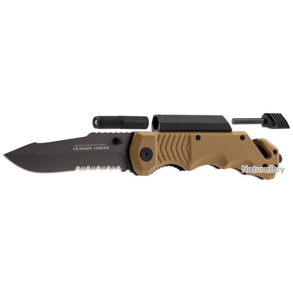 Couteau pliant tactique / survie-K25 Tan