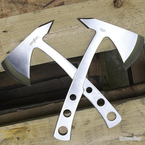 Set de 2 Haches de Lancer Perfect Point Throwing Axe Lame Acier Etui Nylon M4506