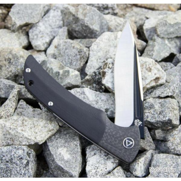 Couteau QSP Harpyie Manche G10/Fibre Carbone Lame Acier CPM S35VN IKBS Linerlock Clip QS129A