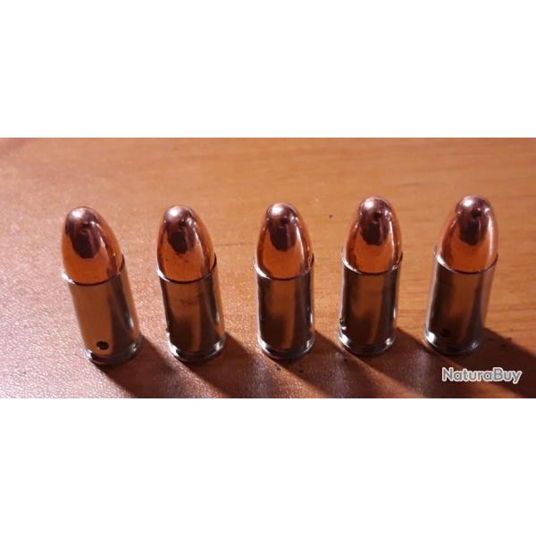 5 x Cartouches 9mm neutralis�es �tuis Laiton pour collection ou manipulation