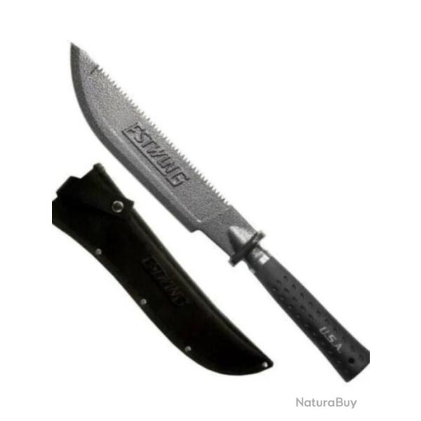 Couteau Bowie Estwing Machete Lame Forge Manche Caoutchouc Etui Nylon Made USA ESEBM