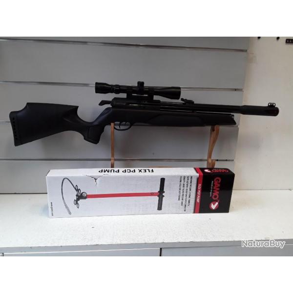 Carabine a plombs PCP Gamo ARROW cal.4,5mm synthetique 19,9joules + lunette 3-9x40 + pompe + plombs