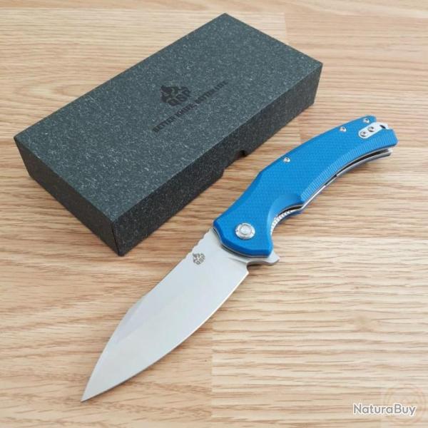 Couteau QSP Snipe Blue Manche G10 Lame Acier D2 IKBS Linerlock Clip QS121A