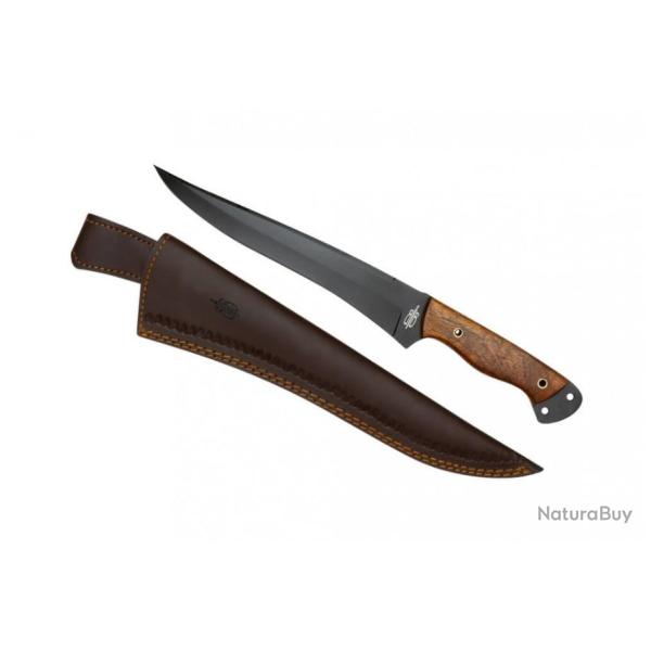 Couteau De P�cheur � Lever les Filets Lame Acier Carbone 1095 Manche Ch�ne Etui Cuir BNB24115