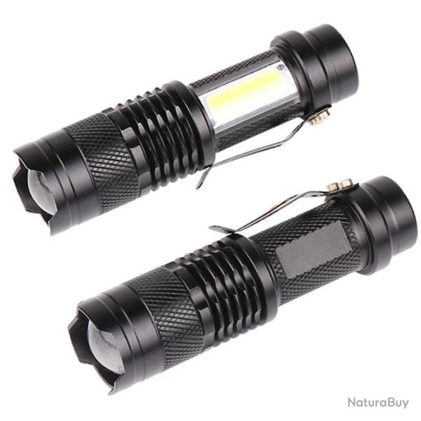 LAMPE TORCHE TACTIQUE RECHARGEABLE AVEC BANDE COB, STROBOSCOPE, FOCUS ZOOM 320 LUMENS 7W NEUVE