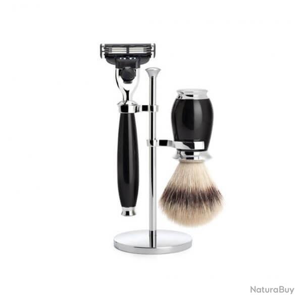 Set de rasage 3 pi�ces Mach3� pur argent� Muhle Purist noir