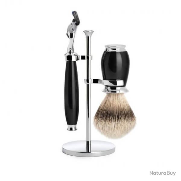 Set de rasage 3 pices Scurit pur argent Muhle Purist noir
