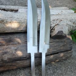 Lot de 2 Lame Bowie Drop Point & Clip Acier Carbone 1055 Lame A Customiser Le Manche - Lames seules