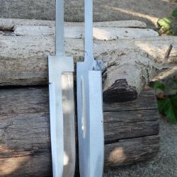 Lot de 2 Lame Bowie Drop Point & Clip Acier Carbone 1055 Lame A Customiser Le Manche - Lames seules