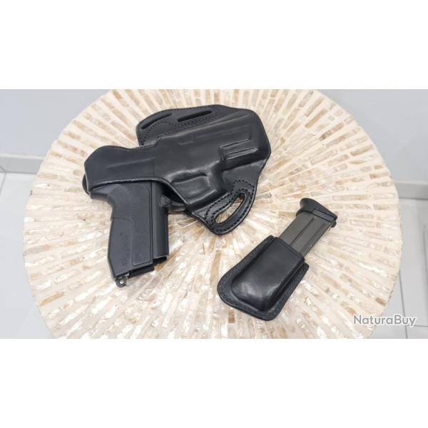 ETUI DISCRET + PORTE CHARGEUR "Jean Marie Chardin Gunleather - JMC" POUR SP2022 - EN CUIR