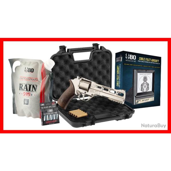 PACK AIRSOFT REVOLVER CO2 CHIAPPA RHINO 60DS + CO2 + BILLES + DOUILLES CNC + CIBLE + MALLETTE