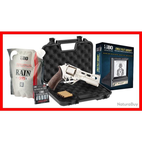 PACK AIRSOFT REVOLVER CO2 CHIAPPA RHINO 50DS + CO2 + BILLES + DOUILLES CNC + CIBLE + MALLETTE