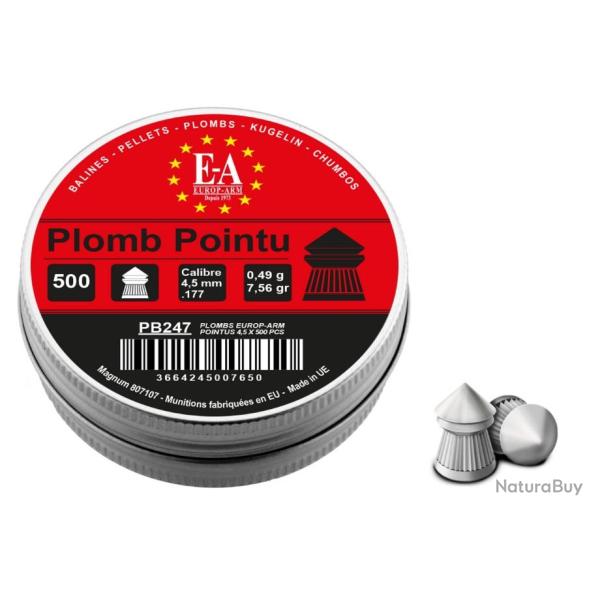 Plombs EUROPARM tte pointue cal.4.5 par 500