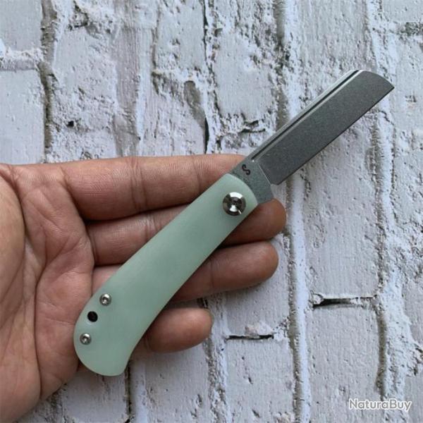 Couteau Kansept Bevy Jade Manche G10 Lame Sheepfoot Acier 154CM Slip Joint KT2026F4