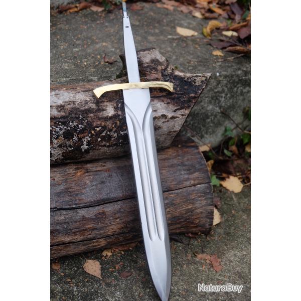 Grosse Lame Dague De Chasse Acier Carbone 1055 Lame A Customiser Le Manche Garde Laiton