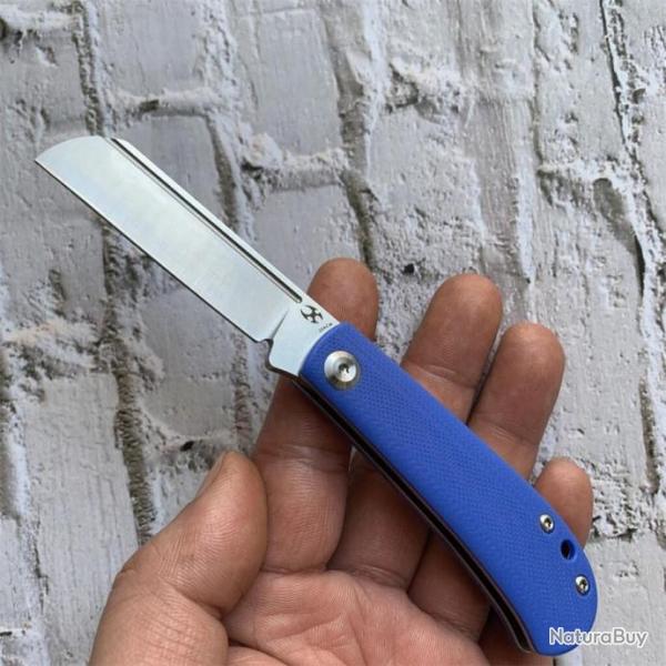 Couteau Kansept Bevy Blue Manche G10 Lame Sheepfoot Acier 154CM Slip Joint KT2026F5