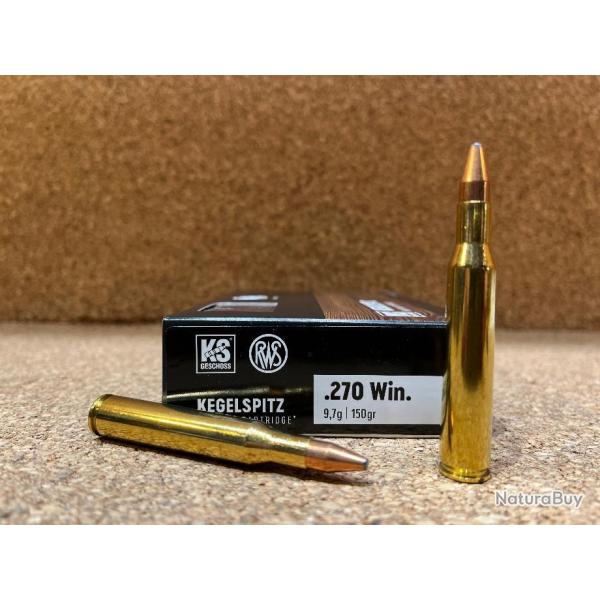 1 BOITE DE MUNITIONS CHASSE RWS CAL:270 WIN  KS  9.7GR