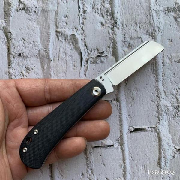 Couteau Kansept Bevy Black Manche G10 Lame Sheepfoot Acier 154CM Slip Joint KT2026F1