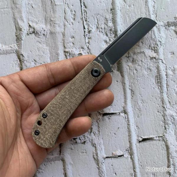 Couteau Kansept Bevy Brown Manche Micarta Lame Sheepfoot Acier 154CM Slip Joint KT2026F3