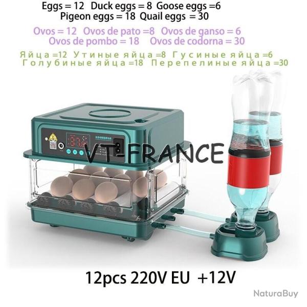 Incubateur Oeuf Automatique Pro -12 Oeufs 220V+12V