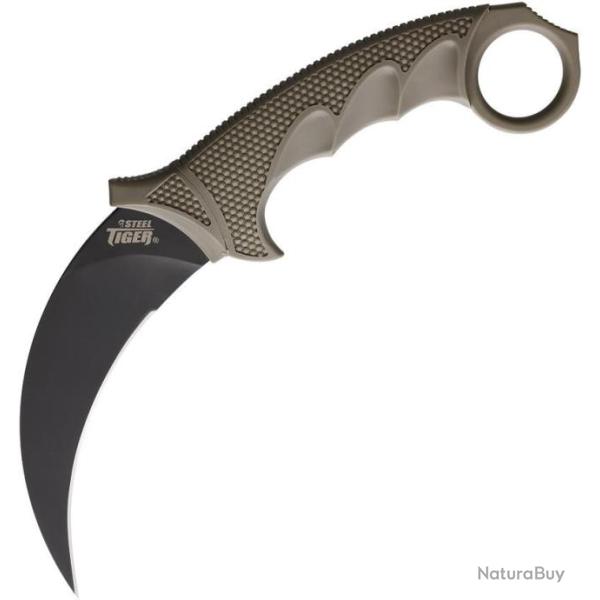 Couteau Cold Steel Tiger Karambit Dark Earth Lame Acier AUS-8 Black Manche Griv-Ex Etui CS49KSTDEBK