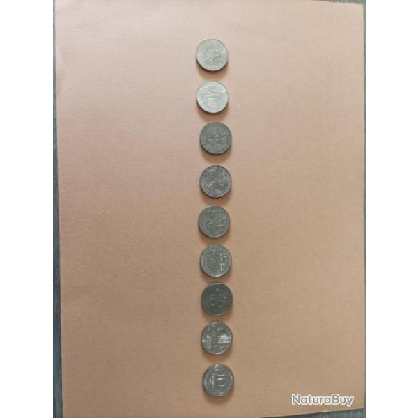 Lot de pi�ces de 10 francs :  1988 / 1982 / 1984 / 1985 /1983 /1987