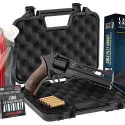 Pack Airsoft revolver CO2 CHIAPPA RHINO NOIR 60DS + Co2 + billes + douilles CNC + cible + mallette