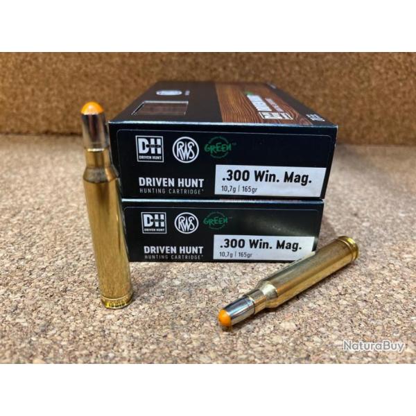 40 BALLES RWS DRIVEN HUNT GREEN SPECIALE BATTUE CAL 300WM 10.7G 165GR, New !!!