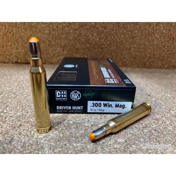 60  BALLES RWS DRIVEN HUNT GREEN SPECIALE BATTUE CAL 300WM 10.7G 165GR, New !!!