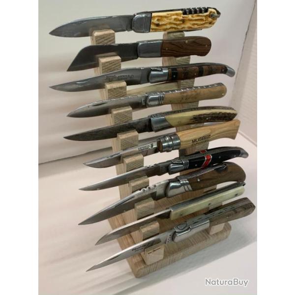 PRESENTOIRE A POSER 10 COUTEAUX CHENE BRUT - cration unique