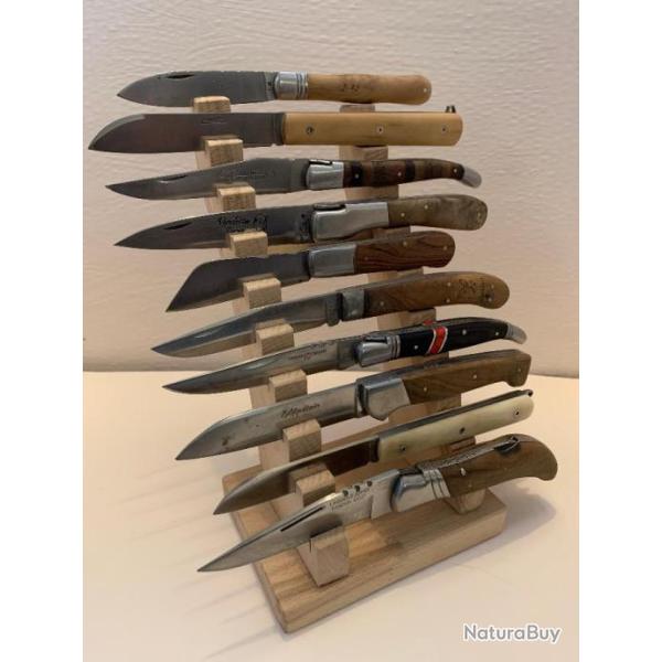 PRESENTOIRE A POSER 10 COUTEAUX HETRE BRUT - cration unique