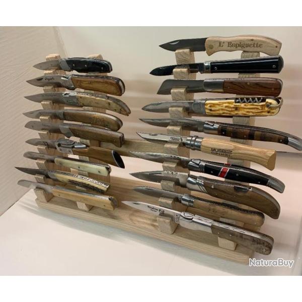 PRESENTOIR A POSER 20 COUTEAUX (2x10) en CHENE brut - cration unique