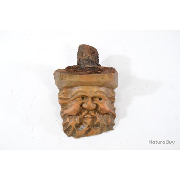 D�coration murale sculpture bois t�te personnage avec barbe. Bucheron, p�re noel l�gende fantastique