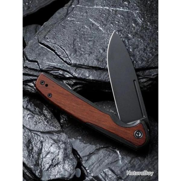 Couteau CIVIVI Voltaic Black Manche Cuibourtia/Acier Lame Acier 14C28N IKBS Framelock Clip CIVC20060