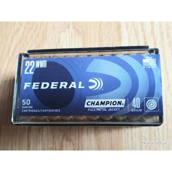.22 WMR Federal 40 gr FMJ champion boite 50