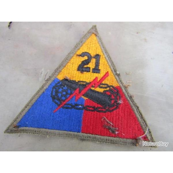 patch 21 � division blind�e ww2 US insigne deuxi�me guerre am�ricain GI d�barquement Europe