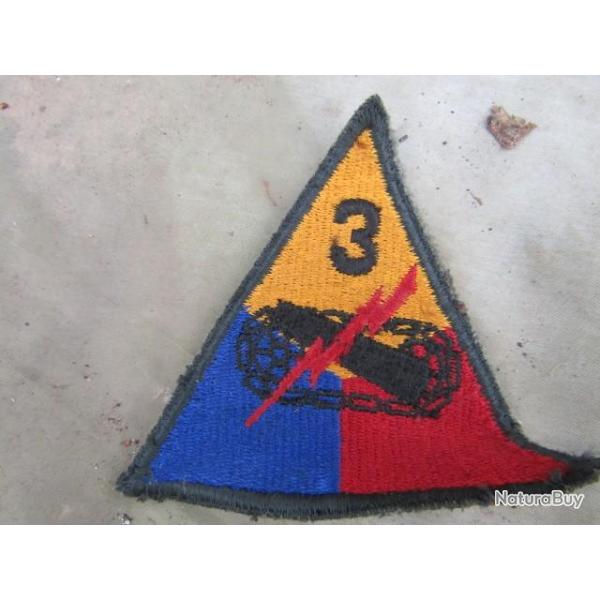 patch 3 � division blind�e ww2 US insigne deuxi�me guerre am�ricain GI d�barquement Europe