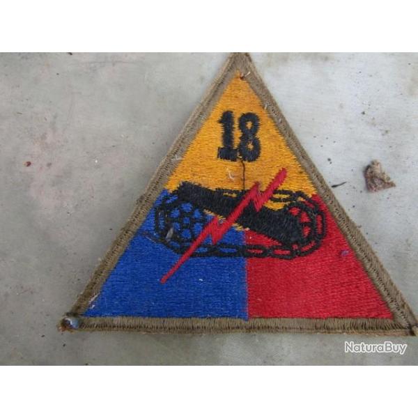 patch 18 � division blind�e ww2 US insigne deuxi�me guerre am�ricain GI d�barquement Europe