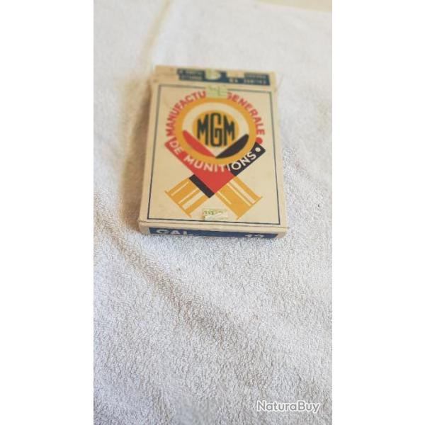 boite cartouche ancienne mgm   cal 12  plomb  no 8